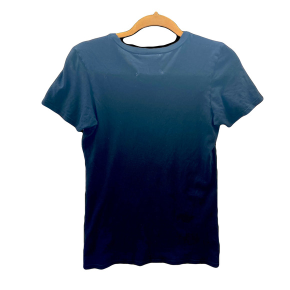 Crew Neck black short sleeve tshirt Upcycled with Graphic - Picture 2 of 2